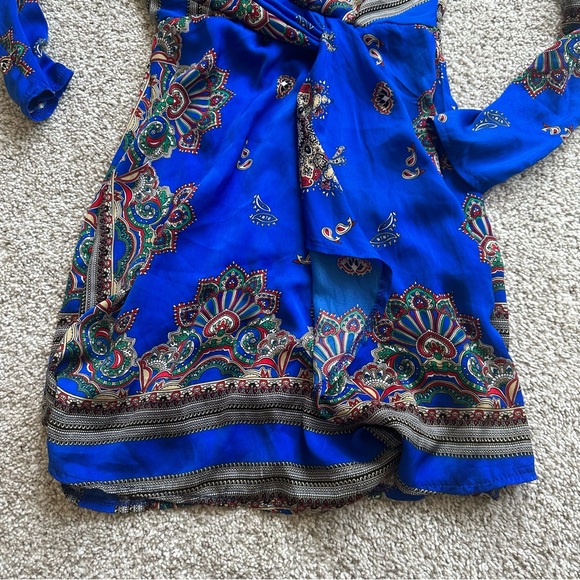 MissGuided Paisley Long Sleeve Blue Dress - Picture 4 of 4